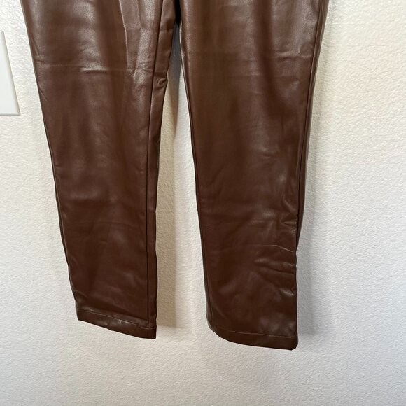 DKNY Jeans Brown Faux Leather Elastic Waist Pull On Pants Size M - Picture 4 of 12